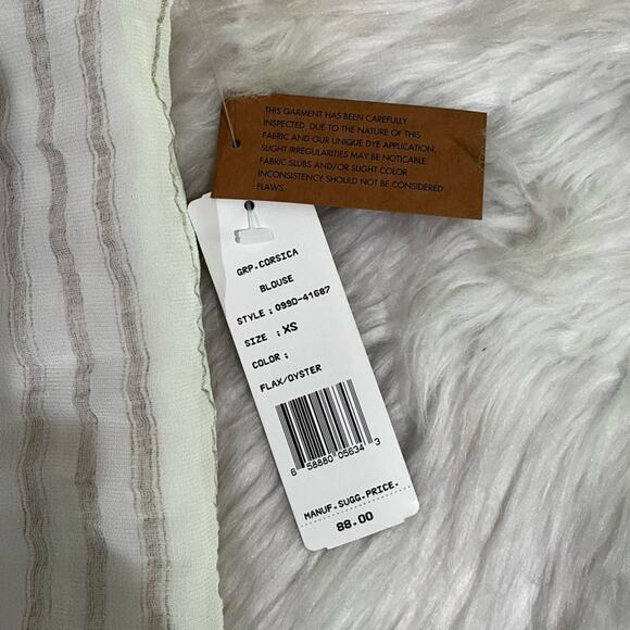 NEW Finity Naturals Linen Rayon Striped Spaghetti Strap Semi Sheer Blouse XS - Picture 14 of 16